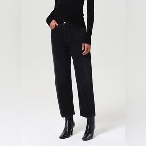 Agolde 90'S Crop Straight Jeans, size 28, black
